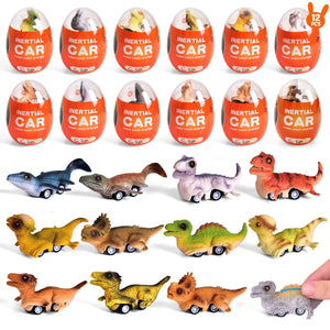 12PCS Easter Dinosaur Pull Back Cars in Dino Eggs - PopFun