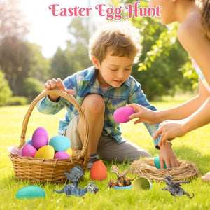 12PCS Easter Eggs Pre-Filled with Mini Dragon Action Figures - PopFun