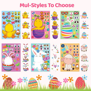 36PCS Easter-Themed Make A Face Stickers - PopFun