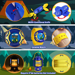 Kids Play Tent with Camping Toys, Toddler Tent with Battery Lantern, Kids Pop Up Tent Indoor Outdoor Toys Christmas Birthday Gifts for Boys