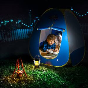Kids Play Tent with Camping Toys, Toddler Tent with Battery Lantern, Kids Pop Up Tent Indoor Outdoor Toys Christmas Birthday Gifts for Boys