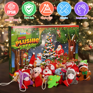 Mini Stuffed Animals Christmas Advent Calendar 2024 for Kids, Christmas Countdown Calendar with Assorted Mini Animal Plush Toy Set for Kids Christmas Party Favors (24 Varieties)