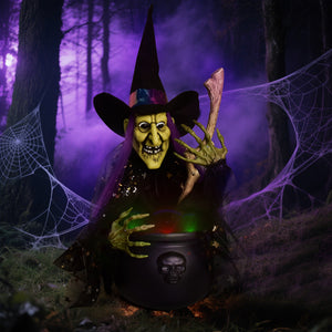 1.4 ft Witches with Cauldron Decoration