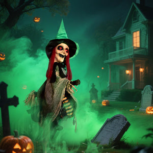 Halloween LED Witch on Broomstick