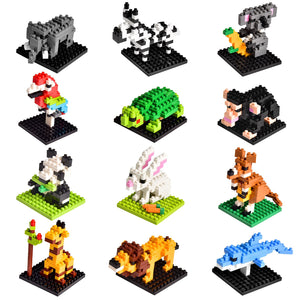 UN LITTLE TOYS Party Favor for Kids, Mini Animals Building Blocks Sets Goodie Bags Stuffers for Kid, Small Toy Prizes, 12Pack Birthday Party Favor Easter Egg Fillers