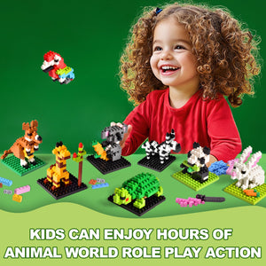 UN LITTLE TOYS Party Favor for Kids, Mini Animals Building Blocks Sets Goodie Bags Stuffers for Kid, Small Toy Prizes, 12Pack Birthday Party Favor Easter Egg Fillers