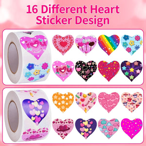 1000PCS (2 Pack) Valentine’s Day Heart Sticker Rolls - PopFun