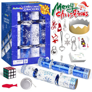 12 Pack Blue & White Christmas Party Favors with Party Hat - PopFun