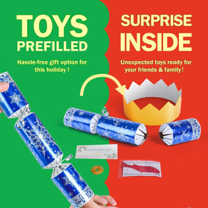 12 Pack Blue & White Christmas Party Favors with Party Hat - PopFun