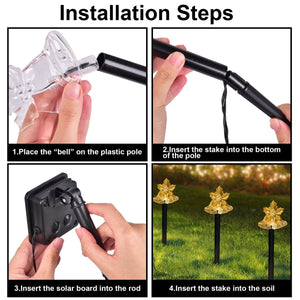 14" Solar Bell Christmas Pathway Lights Outdoor Decorations - PopFun