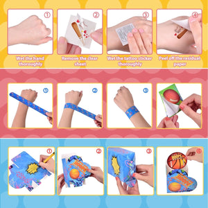 180PCS Valentine’s Sports-Themed Slap Bracelets and Stickers with Heart Box - PopFun