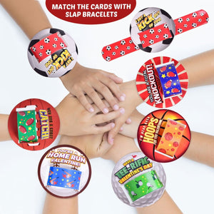 180PCS Valentine’s Sports-Themed Slap Bracelets and Stickers with Heart Box - PopFun