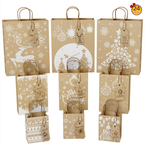 24PCS Christmas Gift Bags Bulk with Handles - PopFun