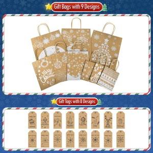 24PCS Christmas Gift Bags Bulk with Handles - PopFun