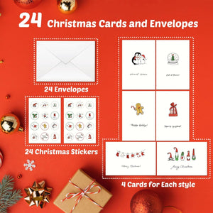 24PCS Christmas Greeting Cards - PopFun