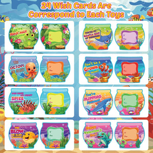 24PCs Valentine's Color-Changing Sea Animal Toys with Cards - PopFun