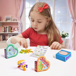 24PCS Valentine's Day Dinosaur Building Blocks with Heart-Shaped Boxes - PopFun