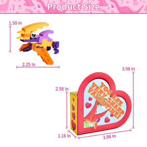 24PCS Valentine's Day Dinosaur Building Blocks with Heart-Shaped Boxes - PopFun