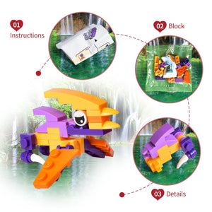 24PCS Valentine's Day Dinosaur Building Blocks with Heart-Shaped Boxes - PopFun