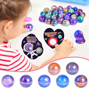 28-Pack Valentine’s Galaxy Slime Ball Fidget Toys & Cards Set - PopFun