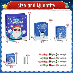 28PCS Christmas Gift Bags Bulk with Handles - PopFun
