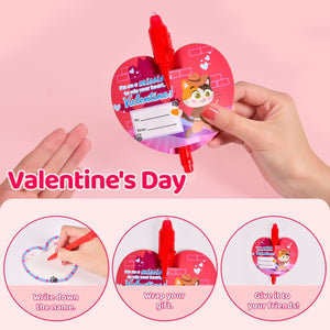 28PCS Invisible Ink Pens & Valentine’s Day Personalized Cards for Kids - PopFun