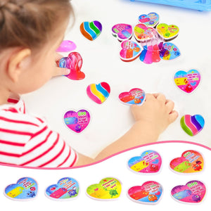 28PCS Kids Valentine Rainbow Heart Slime Kit with Cards - PopFun
