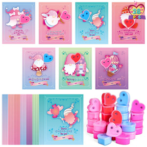 28PCs Valentine's Day Eye Heart-Shaped Slime with Greeting Cards - PopFun