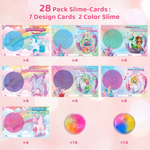 28PCs Valentine's Day Tri-Color Galaxy Slime & Card Set - PopFun