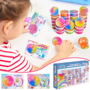 28PCs Valentine's Day Tri-Color Galaxy Slime & Card Set - PopFun