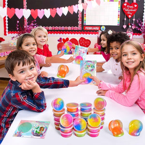 28PCs Valentine's Day Tri-Color Galaxy Slime & Card Set - PopFun