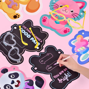 28PCs Valentine's Glow Stick Heart Sunglasses with Greeting Cards - PopFun