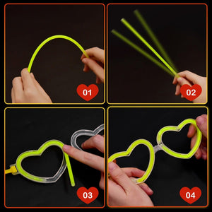 28PCs Valentine's Glow Stick Heart Sunglasses with Greeting Cards - PopFun