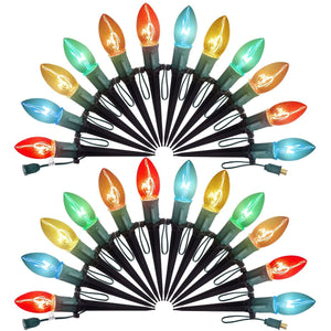 30.75FT Multicolored Christmas C9 Pathway Marker String Lights - PopFun