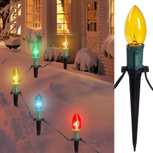 30.75FT Multicolored Christmas C9 Pathway Marker String Lights - PopFun