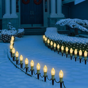 30.75FT Warm White Christmas C9 Pathway Marker String Lights - PopFun