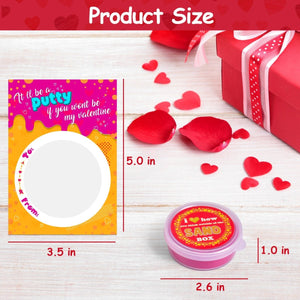 30PCs Valentine Sand Slimes with Cards for Kids Valentine’s Day - PopFun