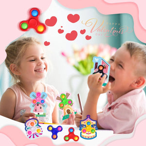 32PCs Valentine Fidget Spinner Stress Relief Toys with Valentine Cards - PopFun