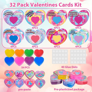 32PCS Valentine Glowing Slimes with Greeting Cards - PopFun