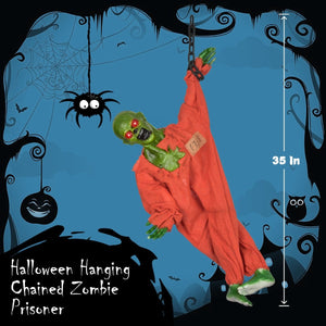 35" Hanging Zombie Prisoner with LED and Sound Effects - PopFun