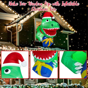 3.5FT Inflatable Christmas Santa Dinosaur - PopFun
