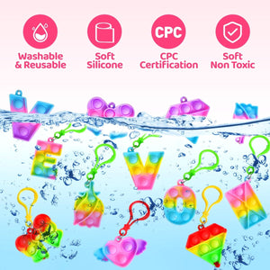 36PCS Valentine Cards with Pop Bubble Keychain Fidget Toys - PopFun