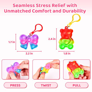 36PCS Valentine Cards with Pop Bubble Keychain Fidget Toys - PopFun