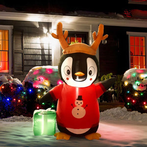 4' Ft Present Penguin Holiday Inflatable - PopFun