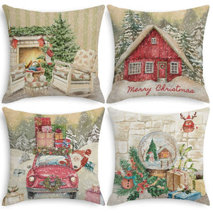 4PCS Vintage Christmas Pillow Covers - PopFun