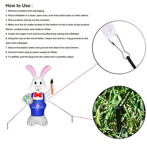 5.9 FT Easter Inflatable Bunny with Egg and Pen - PopFun