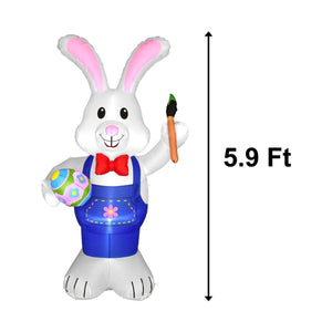 5.9 FT Easter Inflatable Bunny with Egg and Pen - PopFun