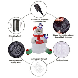 6' Ft Merry Bear Holiday Inflatable | PopFun