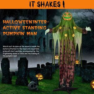 67" Halloween Interactive Standing Pumpkin Man with Lights and Sounds - PopFun
