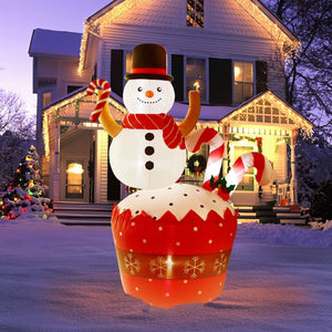7' Ft Festive Frosty Holiday Inflatable | PopFun